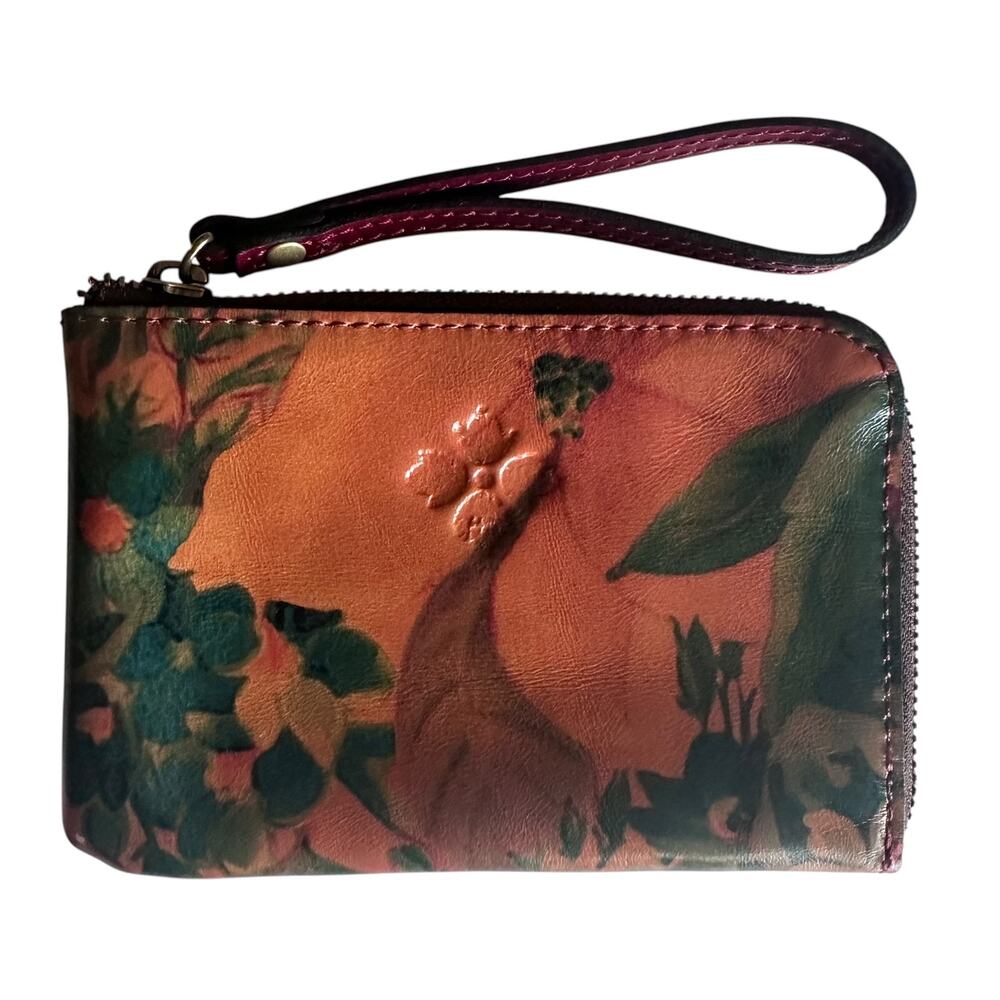 Patricia Nash Floral Zip Around Wristlet Wallet Leather Boho Western Bag Clutch